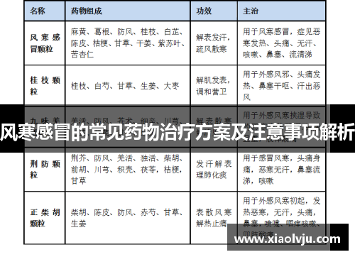 风寒感冒的常见药物治疗方案及注意事项解析 风寒感冒的常见药物治疗方案及注意事项解析